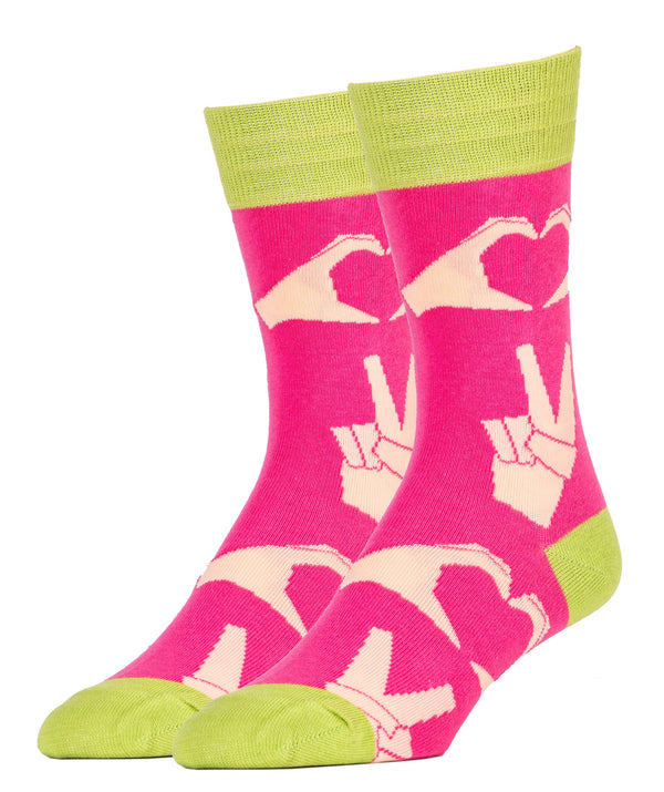 Peace and Love Socks | Novelty Crew Socks For Men