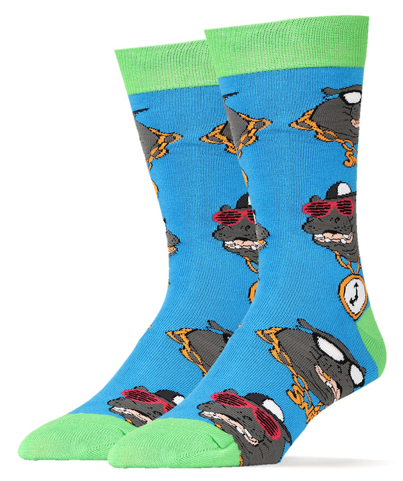 Hip Hop Potamus Socks | Funny Crew Socks For Men