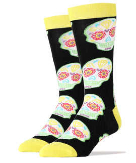 Sugar Skulls Socks | Novelty Crew Socks For Men