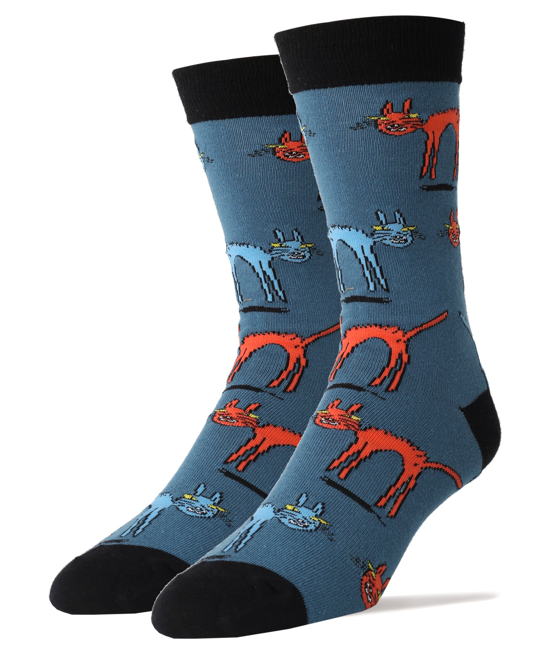 Cat Fight Socks | Animal Crew Socks For Men