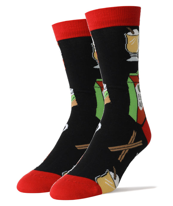 Egg Nog Socks | Novelty Crew Socks For Men