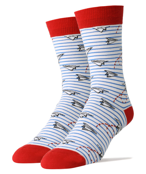 Paper Planes Socks | Novelty Crew Socks For Men