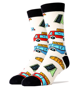 Taco Truck Socks | Novelty Crew Socks For Men