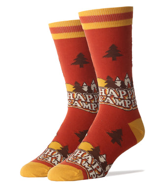 Happy Camper Socks | Novelty Crew Socks For Men