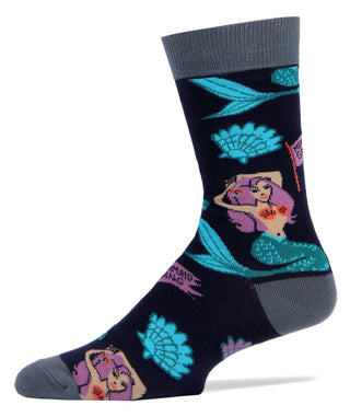 Mermaid Gang Socks | Novelty Crew Socks For Men