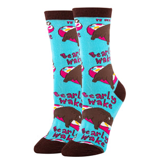 Bearly Awake Socks | Novelty Crew Socks For Women