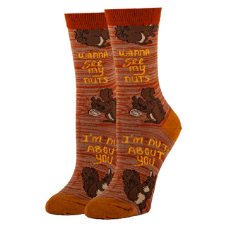 Nuts About U Socks | Novelty Crew Socks For Women
