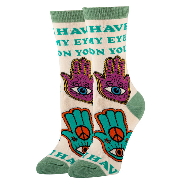 Eye On You Socks | Novelty Crew Socks For Women