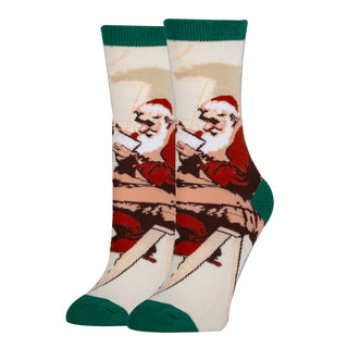 Santa's Map Socks | Novelty Crew Socks For Women