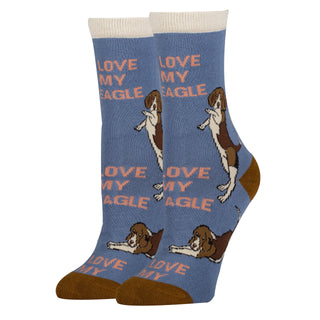 Beagle Time Socks | Novelty Crew Socks For Women