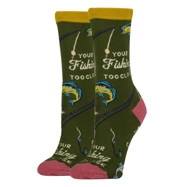 Gone Fishing Socks | Novelty Crew Socks For Women