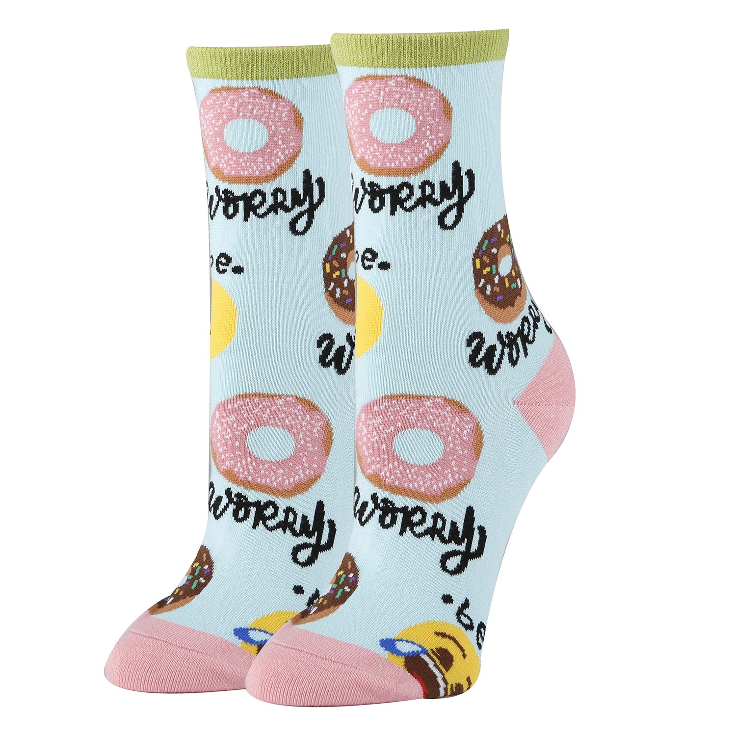 Donut Worry Socks | Novelty Crew Socks For Women