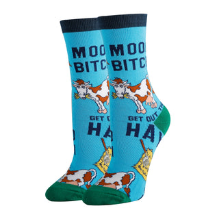 Mooo Over Socks | Novelty Crew Socks For Women