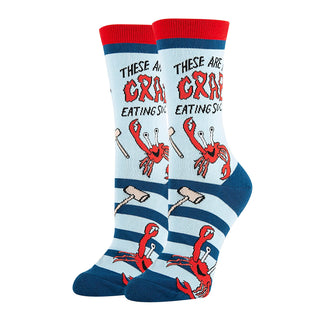 Crab Eating Socks | Novelty Crew Socks For Womens