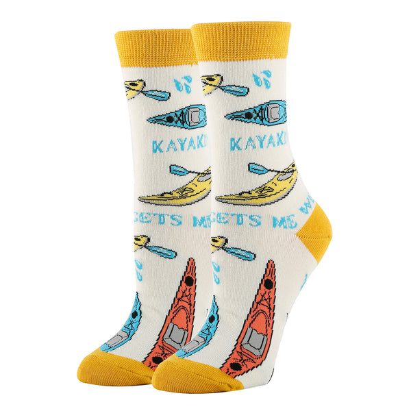 Kayaking Gets Socks | Novelty Crew Socks For Women