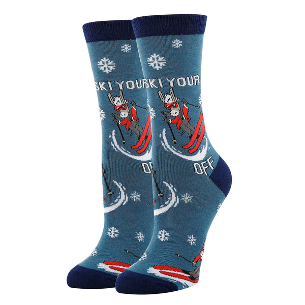 Ski Off Socks | Novelty Crew Socks For Women