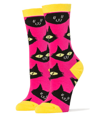 The Cat's Meow Socks | Novelty Crew Socks For Women