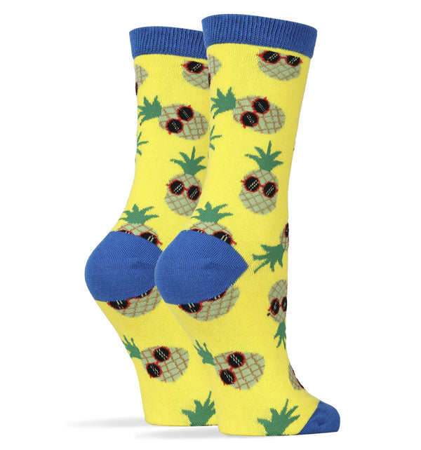 pineapple-dude-yellow-womens-crew-socks-2-oooh-yeah-socks