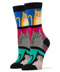 Mod Meow Socks | Novelty Crew Socks For Women