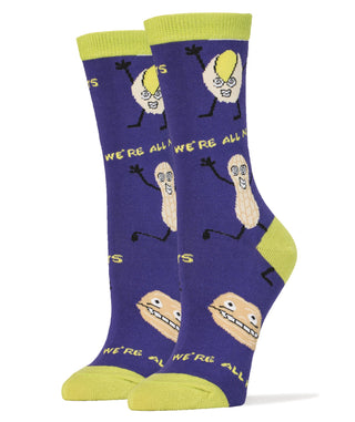 We're All Nuts Socks | Novelty Crew Socks For Women