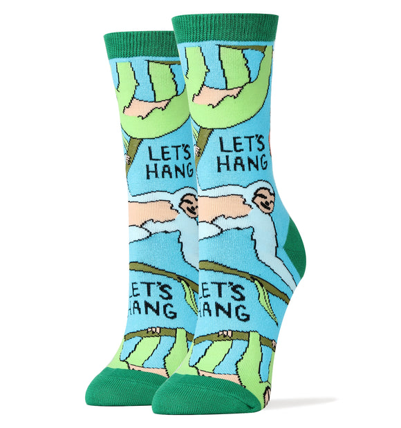 Let's Hang Socks | Novelty Crew Socks For Women