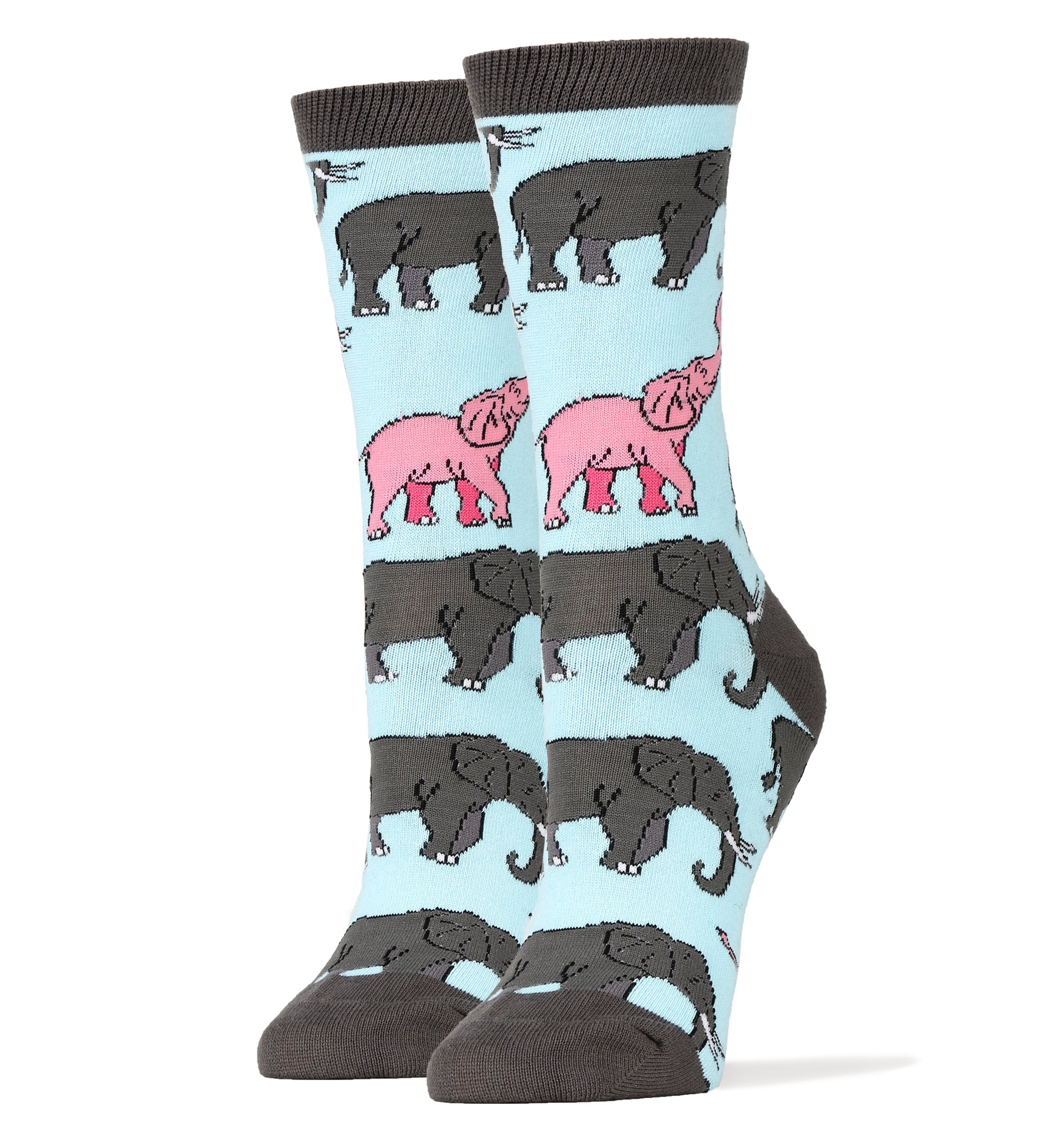 Pink Elephant Socks | Novelty Crew Socks For Women