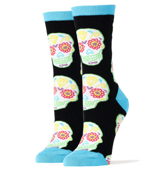 Sugar Skulls Socks | Novelty Crew Socks For Women