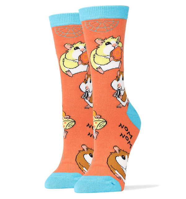 Hamster Noms Socks | Novelty Crew Socks For Women