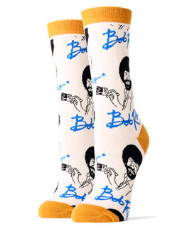 It's Bob Ross Tan Socks | Novelty Socks For Women