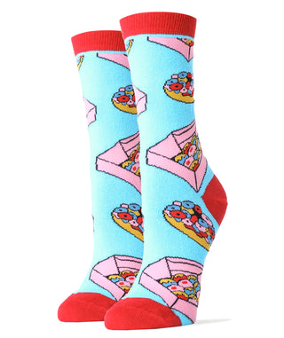 Donut Box Socks | Novelty Crew Socks For Women