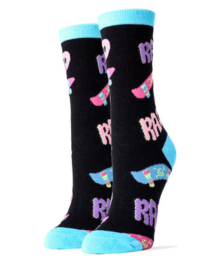 Rad Vibed Socks | Novelty Crew Socks For Women