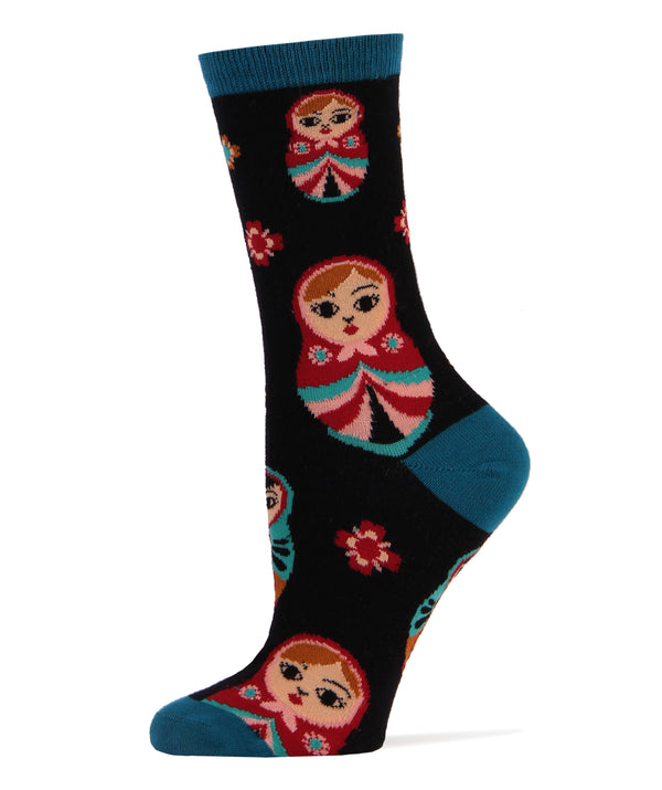 Matryoshka Socks | Novelty Crew Socks For Women