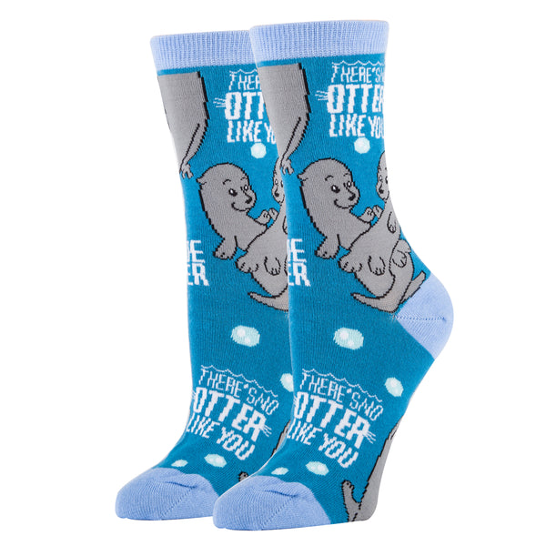 Otter Love Socks | Novelty Crew Socks For Women