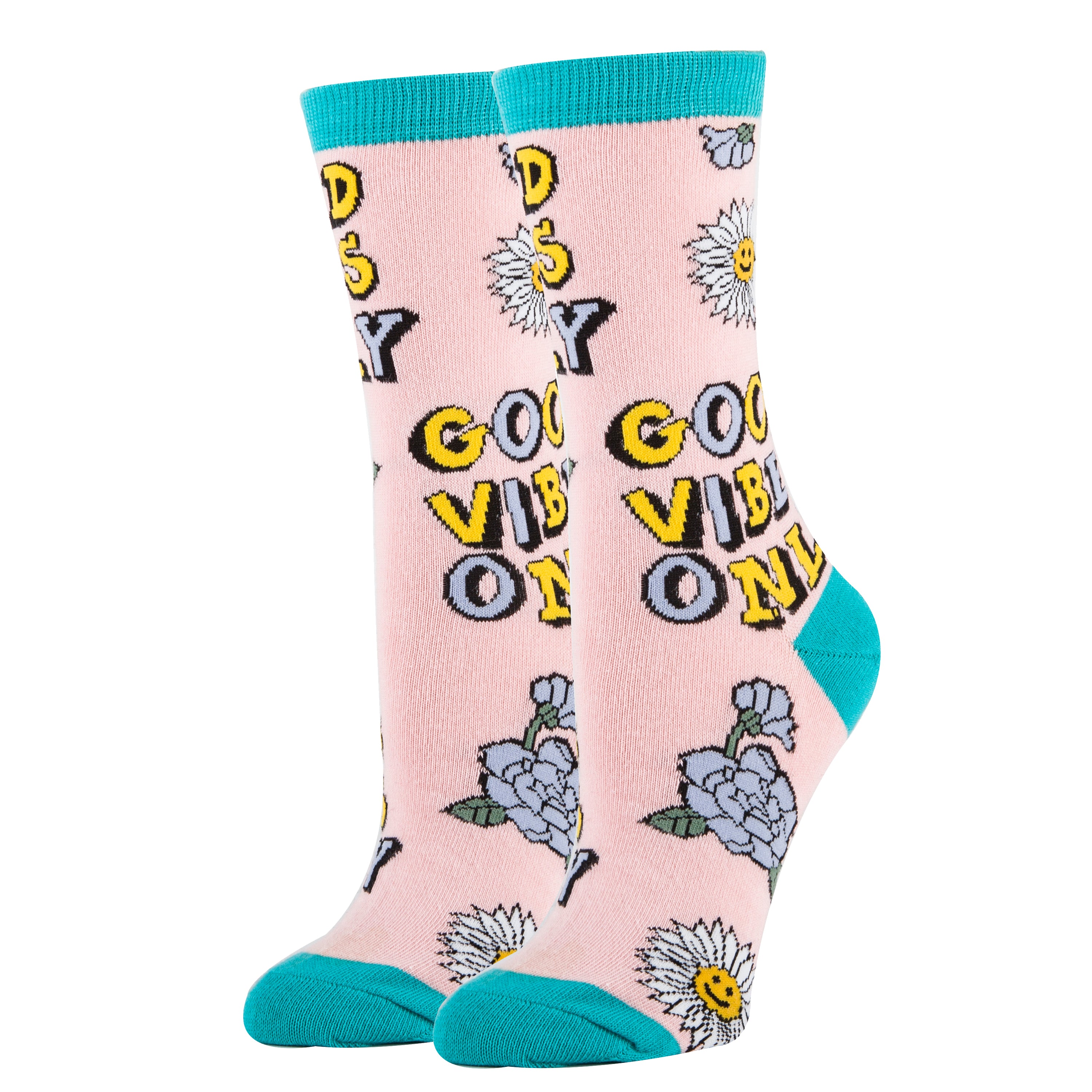 Good Vibes Socks | Novelty Crew Socks For Women