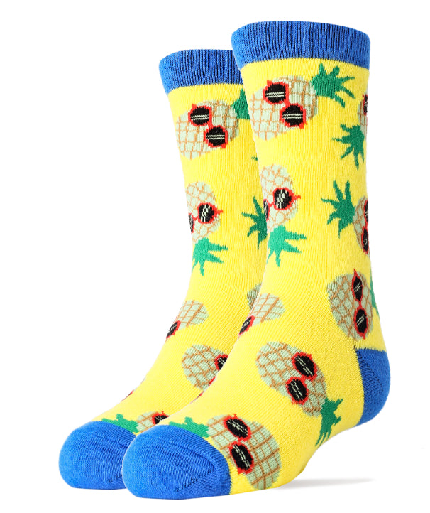 Pineapple Dude Yellow Socks | Fun Socks for Kids