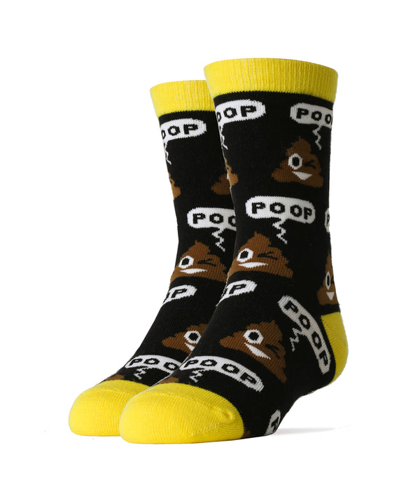 Poop! Emoji Socks | Novelty Crew Socks for Kids