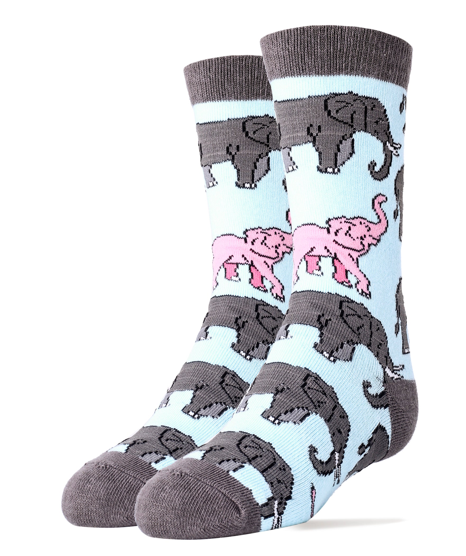 Pink Elephant Socks | Novelty Crew Socks for Kids