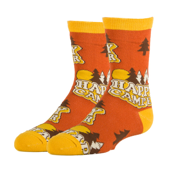 Happy Camper Socks | Novelty Crew Socks for Kids